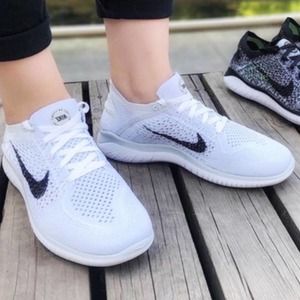 🤍  WMNS FREE RN FLYKNIT SNKRS WHITE NIKE NEW😍